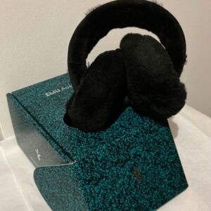 EMU Australia black sheepskin earmuffs, new in box.